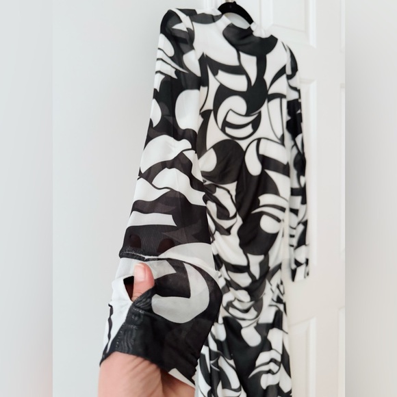 Farm Rio Long Sleeve Printed Slim Mesh Dress - Picture 8 of 12